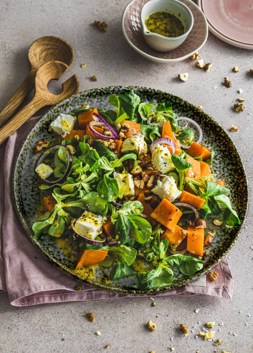 Süßkartoffelsalat mit Hirtenkäse