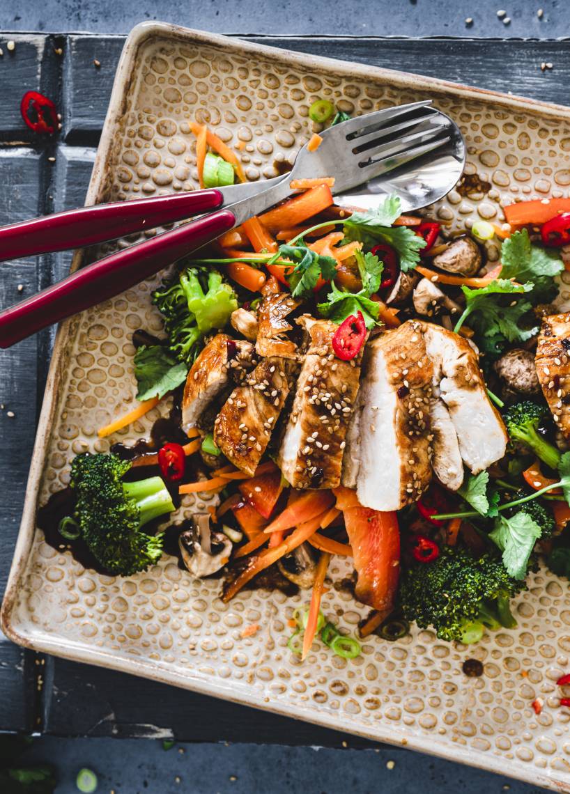 Teriyaki Chicken mit gedämpftem Gemüse