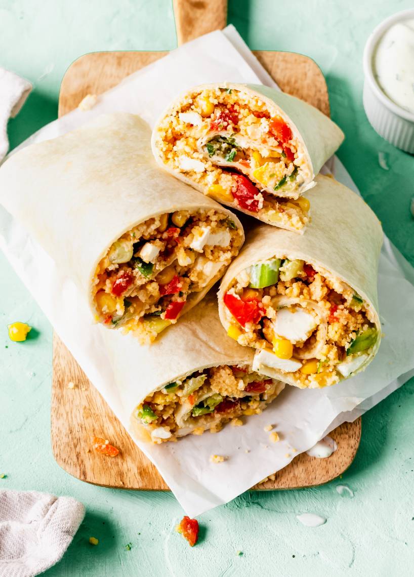 Couscous-Wrap mit Gemüse und Feta mit dem Monsieur Cuisine
