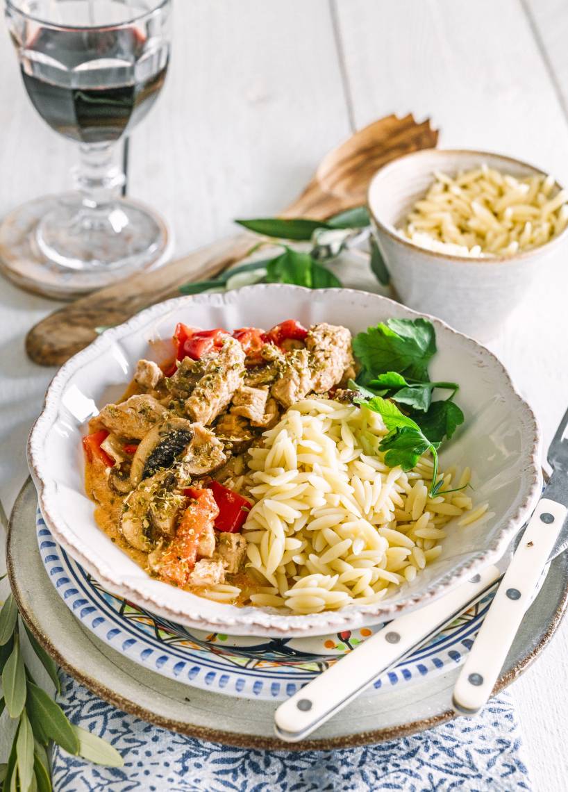 Gyros in Metaxasoße und Kritharaki