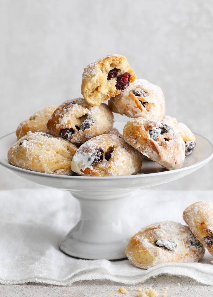 Quarkstollenkonfekt mit Cranberries
