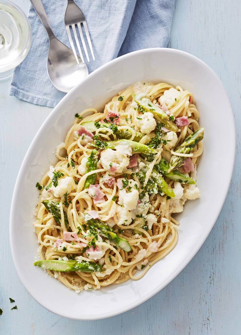 Spargel-Blumenkohl-Nudeln