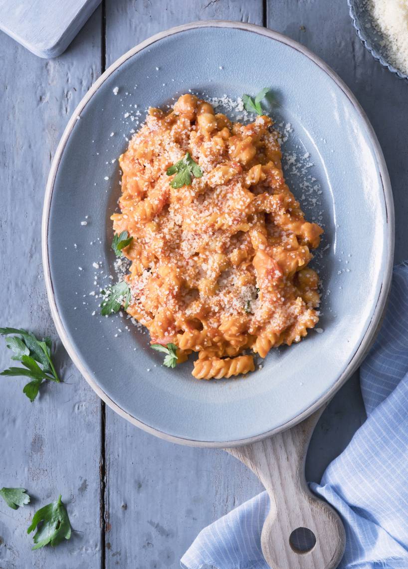Tomaten-Kichererbsen-Pasta