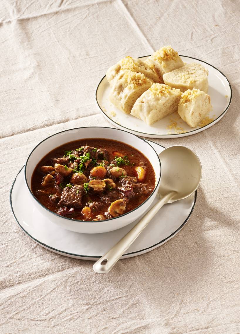 Bœuf bourguignon mit böhmischen Knödeln