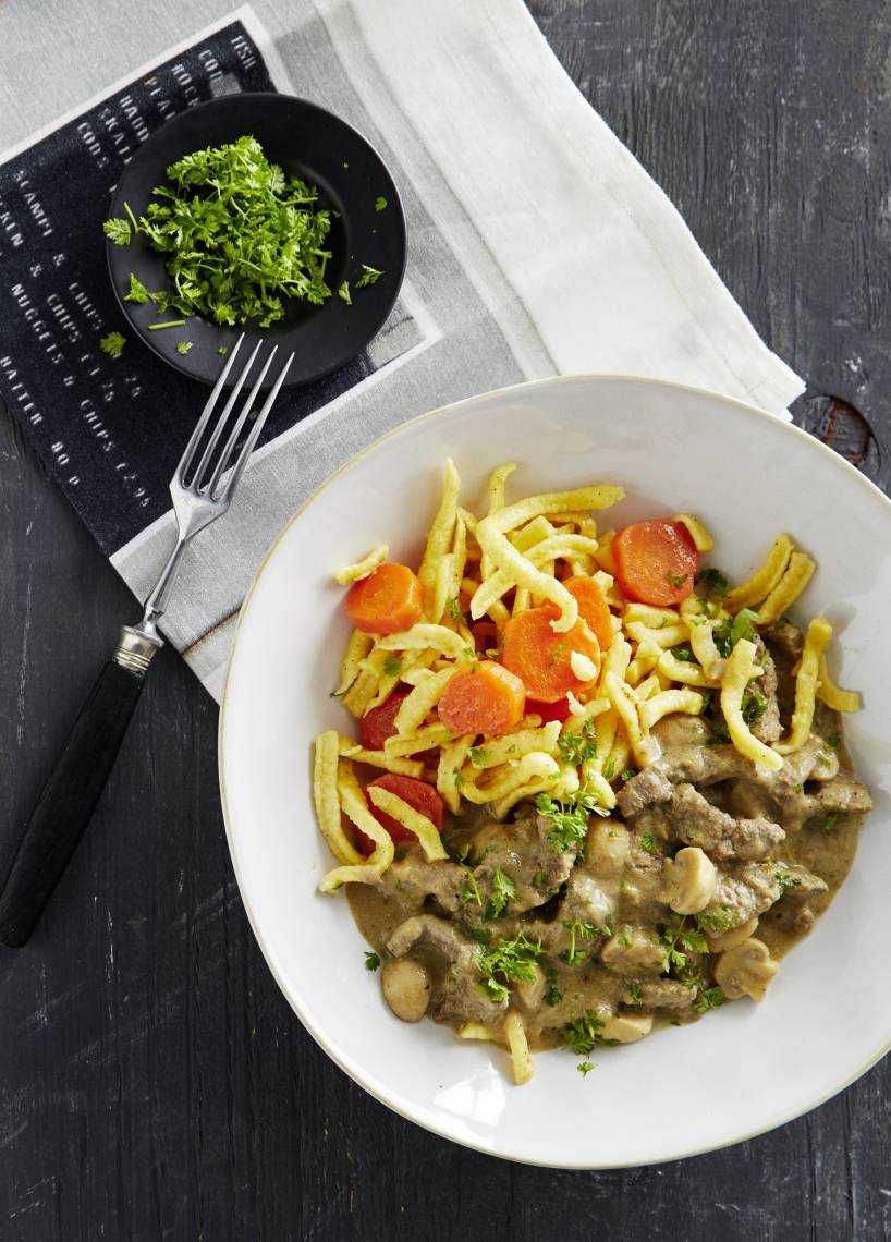 Rindergeschnetzeltes „Stroganoff“