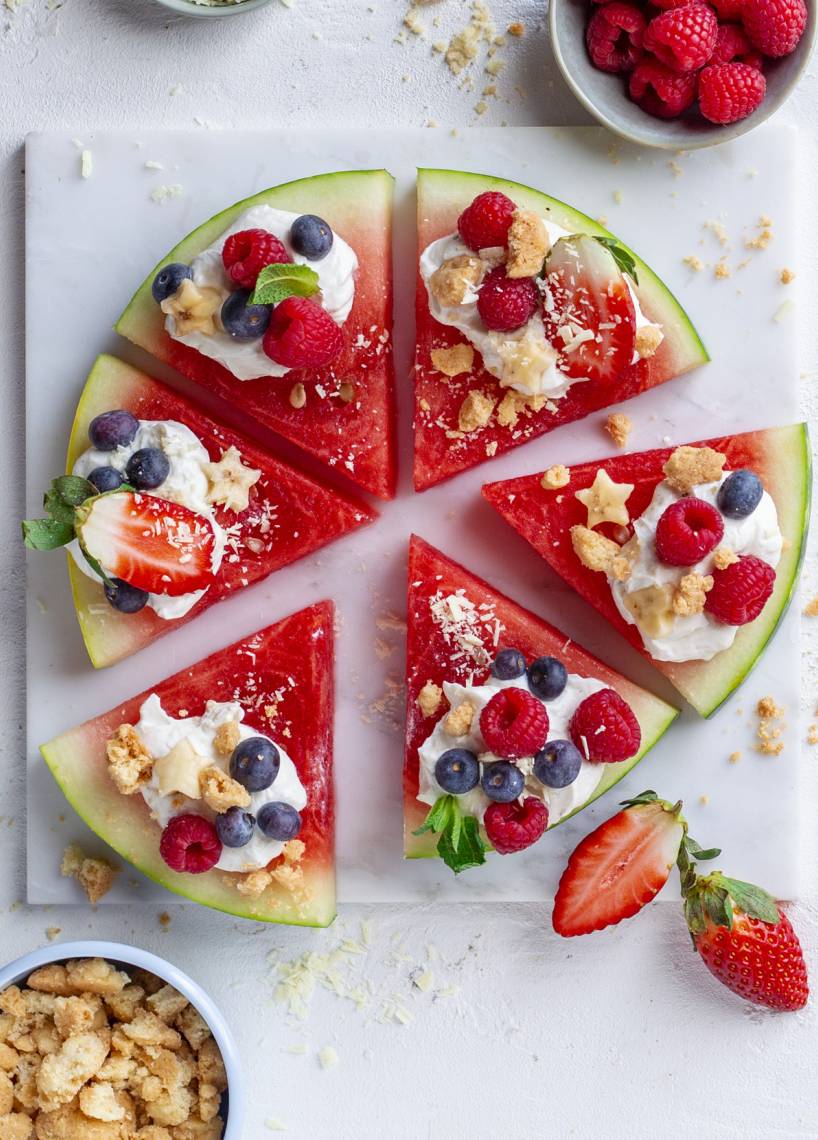 Wassermelonen-Pizza mit Vanillecreme mit dem Monsieur Cuisine