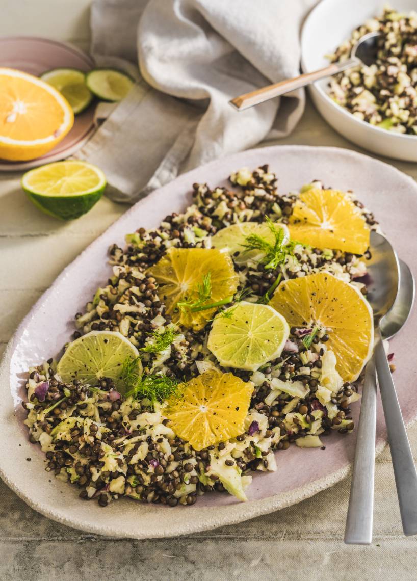 Linsensalat mit Zitrusfrüchten