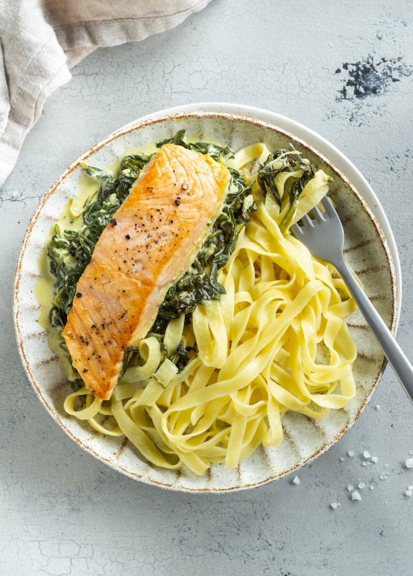 Ofenlachs mit Rahmspinat