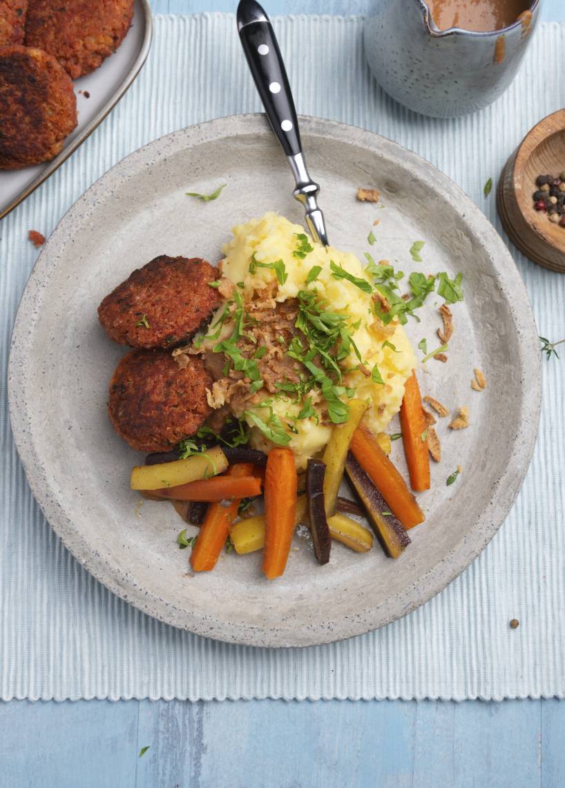 Bohnen-Frikadellen mit Kartoffelpüree